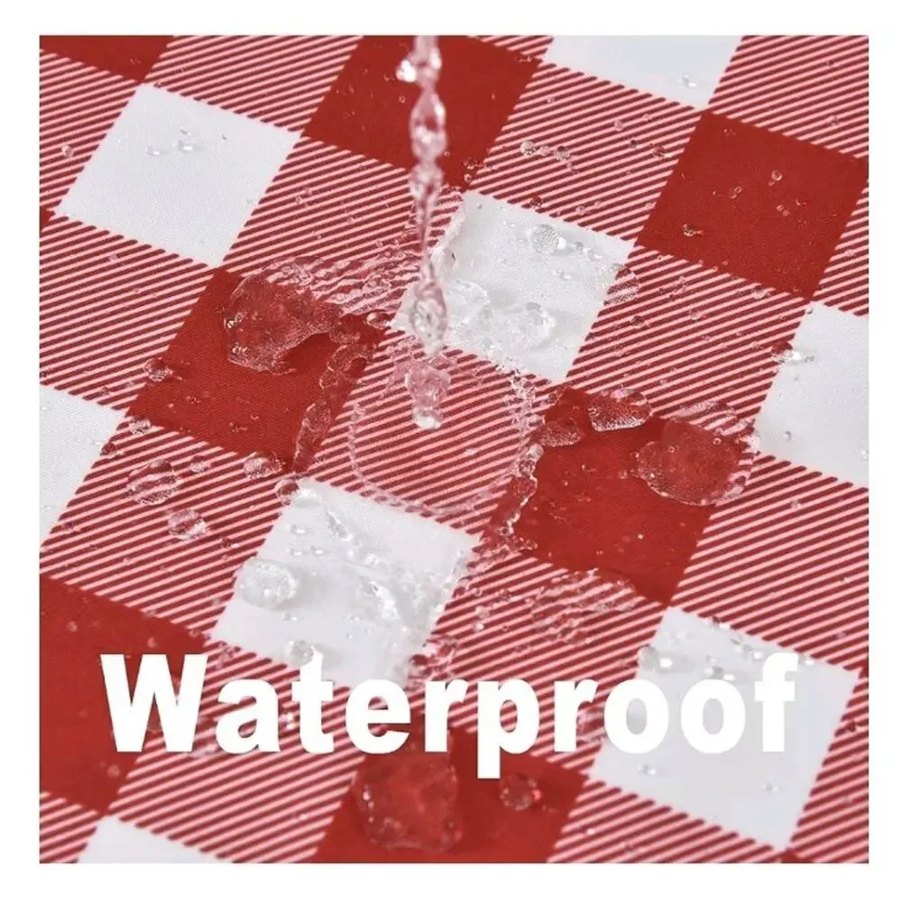 Tassel Checkered 58x102 Inch Long Rectangle Plaid Tablecloth, Waterproof
